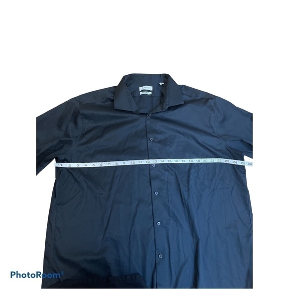CALVIN KLEIN infinite non iron slim fit black button down shirt mens size 18.5 - Picture 5 of 7